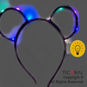 VINCHA OREJAS RATON CALADA LUMINOSA COLOR VIOLETA x 12